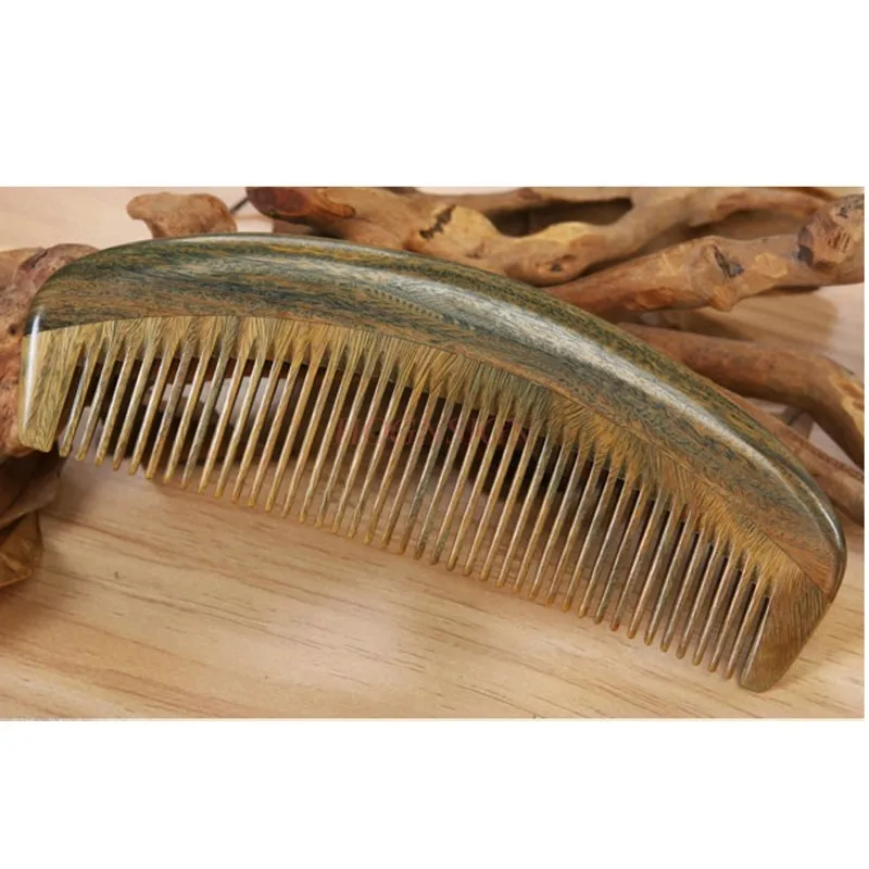 Green Sandalwood Comb Wide Toothed Massage Coarse Tooth Large Hair Combs Hairbrush Hairdressing Supplies For Elder Gift Sale