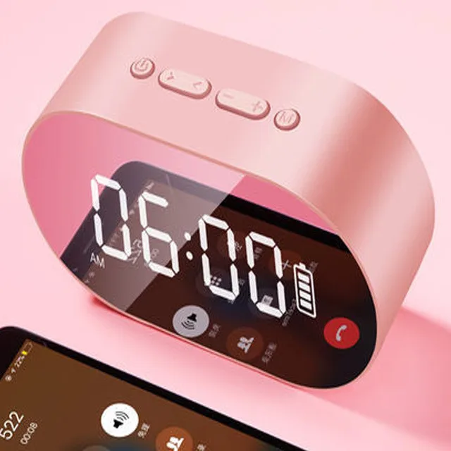 Espelho de alto falante sem fio Bluetooth com дисплей alarme цифровой Suporte светодиодный Tf Super baixo e