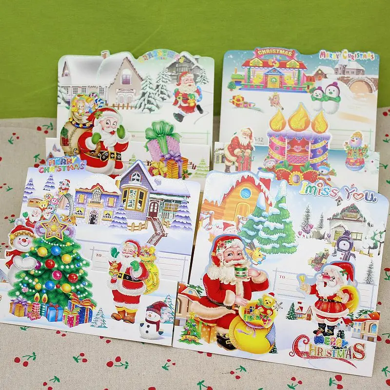 (12 шт./лот) Бесплатная Доставка Рождеством Серии Открытка Комплект