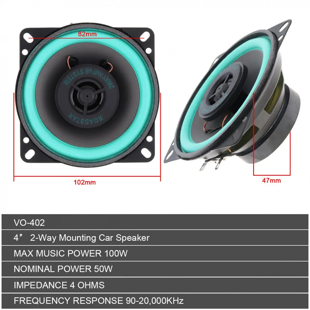 1 шт. 100 Вт 4 дюйма Универсальный Автомобильный HiFi коаксиальный динамик для двери автомобиля Авто Аудио Стерео полный диапазон частоты динамик s