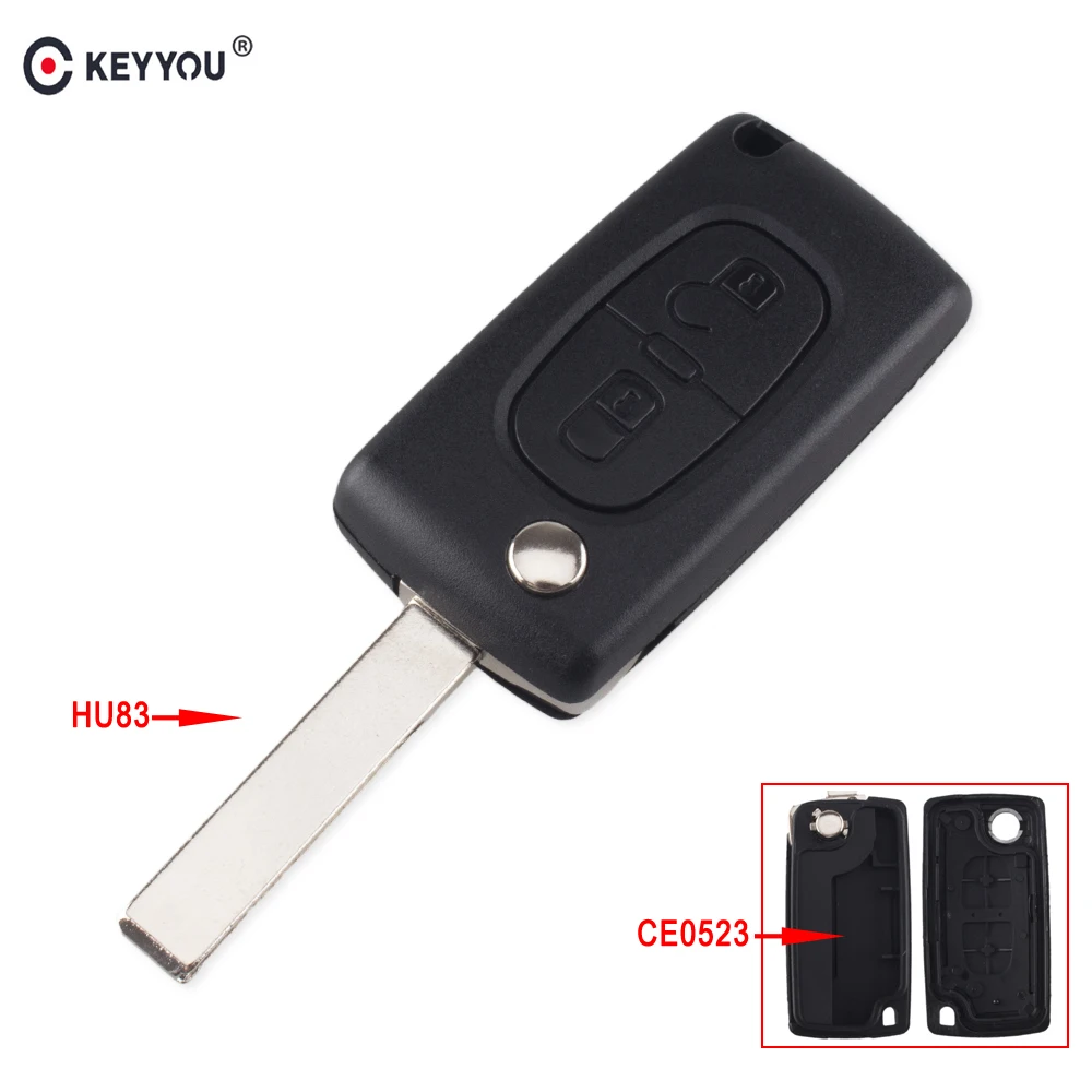 KEYYOU 20 штук 2 BT Флип складной Автомобильный ключ пустой оболочки для peugeot 107 207 407 307 307 S 308 407 607 807 VA2/HCA Ce0523 Ce0536 - Количество кнопок: CE0523