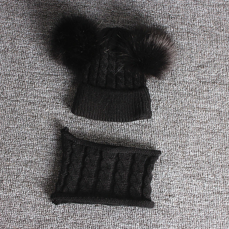 Fashion Baby Boys Girls Hat Knitted Winter Pom Children For Girs Beanies Cute Cotton Cap Warm Hats Scarf | Детская одежда и обувь