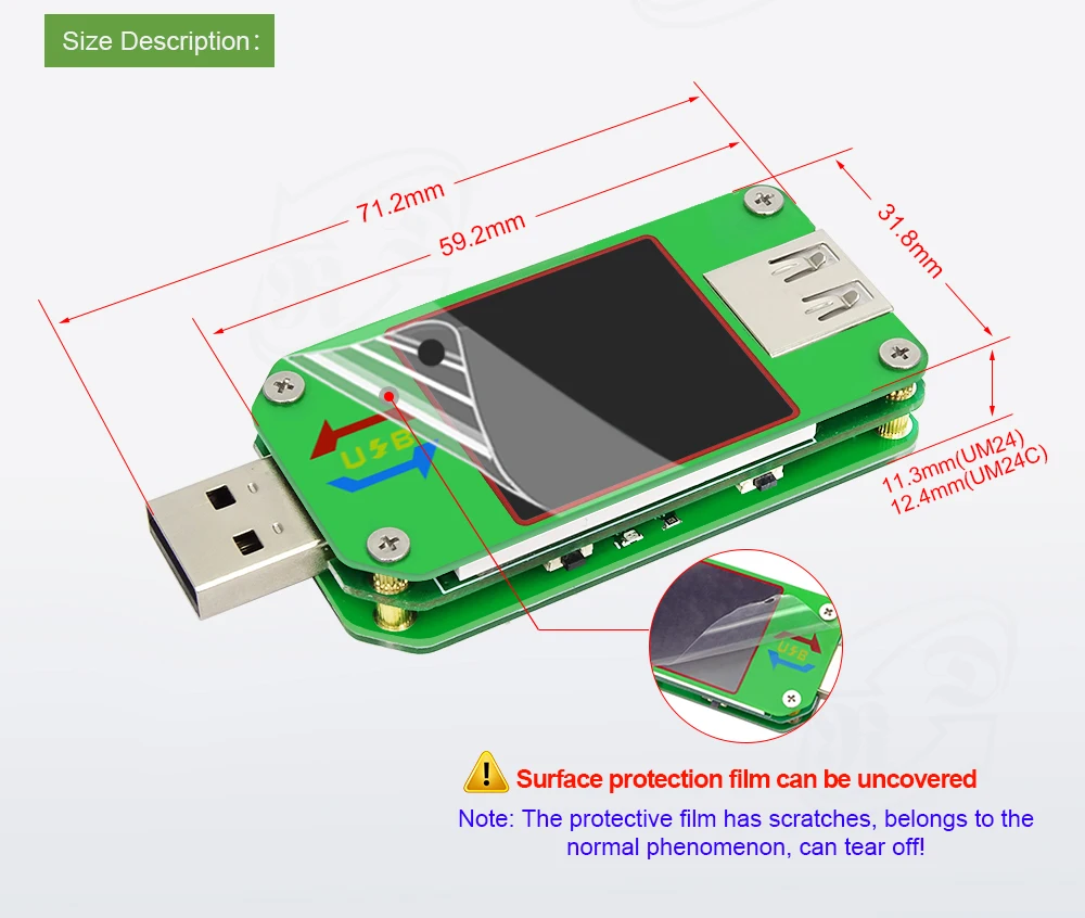 AT34 UM34/UM34C UM24/UM24C UM25/UM25C цветной ЖК-дисплей USB тестер напряжения измеритель тока Вольтметр USB Тестер