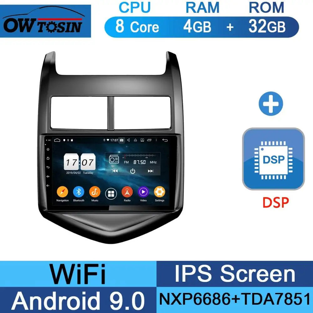 " ips 8 ядерный 4 Гб+ 64 ГБ Android 9,0 автомобильный dvd-плеер для Chevrolet Aveo Sonic 2011 2012 2013 gps Радио Стерео CarPlay Parrot BT - Цвет: 32G DSP