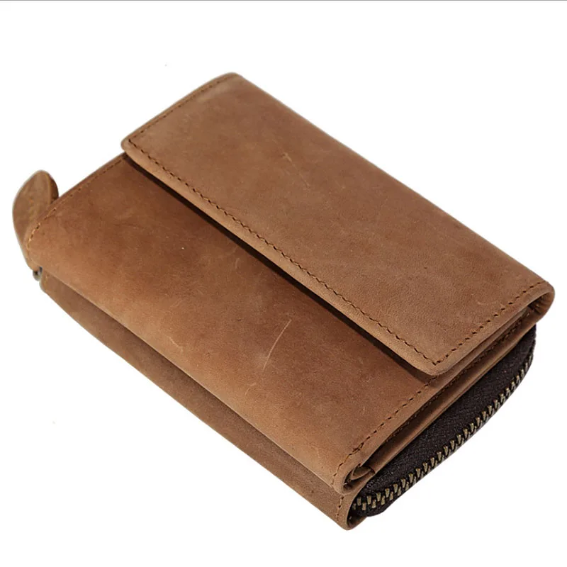 Дизайнерский брендовый мужской кошелек Crazy Horse из натуральной кожи винтажный на