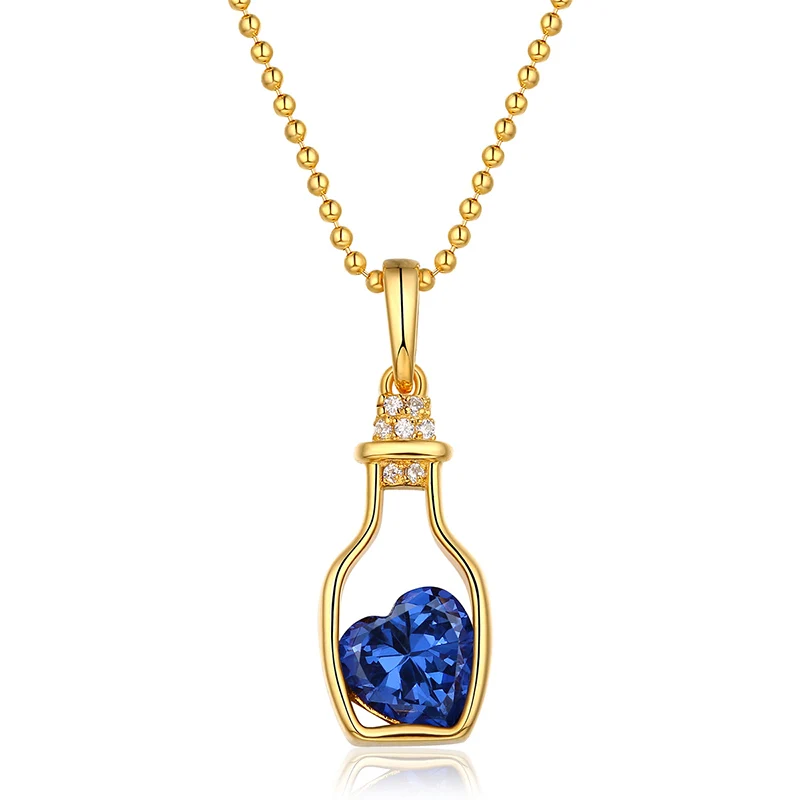 

Wholesale Female Delicate Drift Bottle with Heart Birthstone For Her Gold Color Jewelry For Girlfriend Valentine's Day