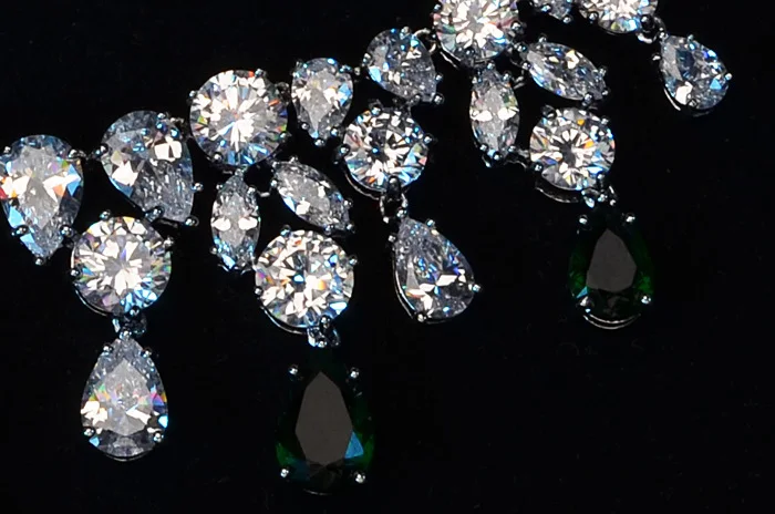 Модные Ювелирные наборы зеленый цирконий AAA с фианитами серьги/ожерелье акция