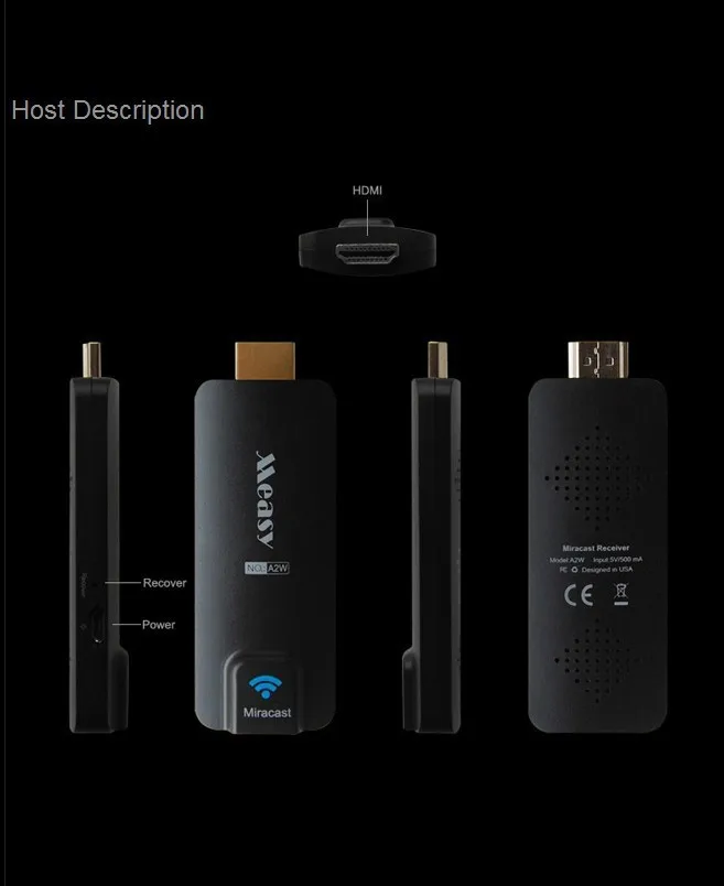 Последний! Measy Miracast Беспроводной ТВ приемник ключа WI-FI Chromecast AirPlay EZCast A2W 1080 P HDMI