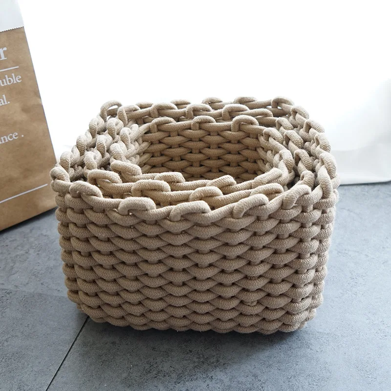 1 шт. ручная тканая хлопковая веревка домашняя корзина для хранения разного