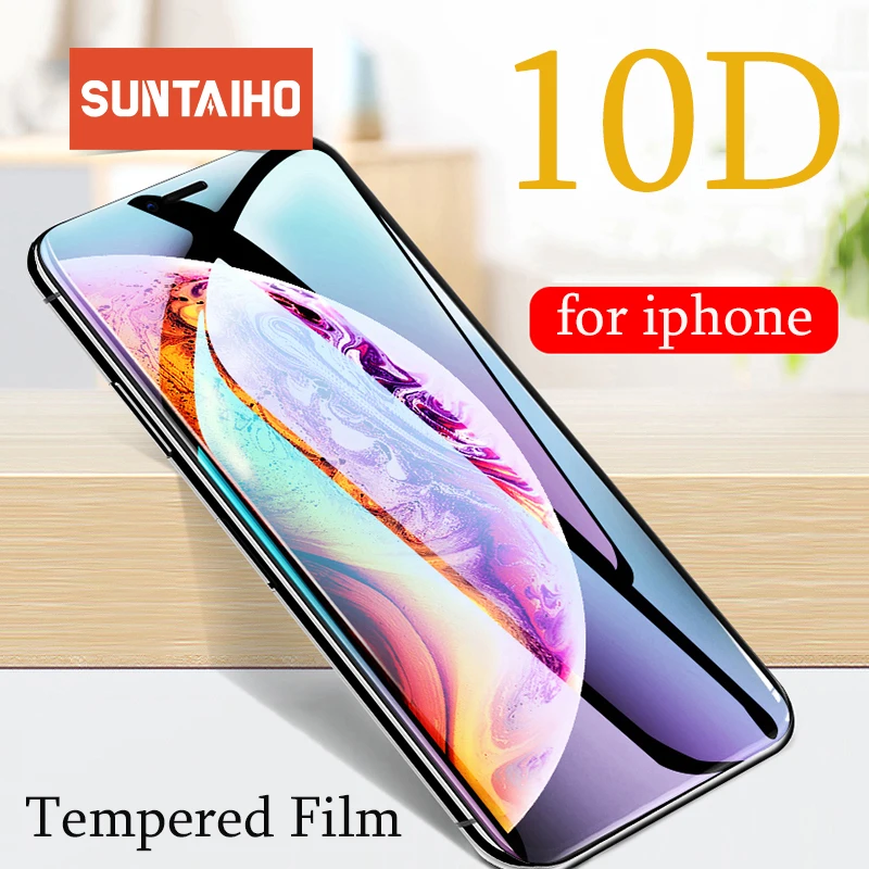Suntaiho 10D полное покрытие закаленное стекло для iPhone 11 7 8 plus Xs Max Xr 11Pro Защитное экрана