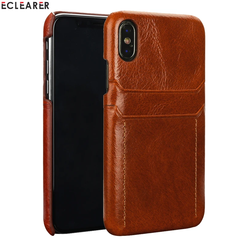 Роскошный чехол из натуральной кожи для iPhone XS X Чехол карт Оригинальный Apple