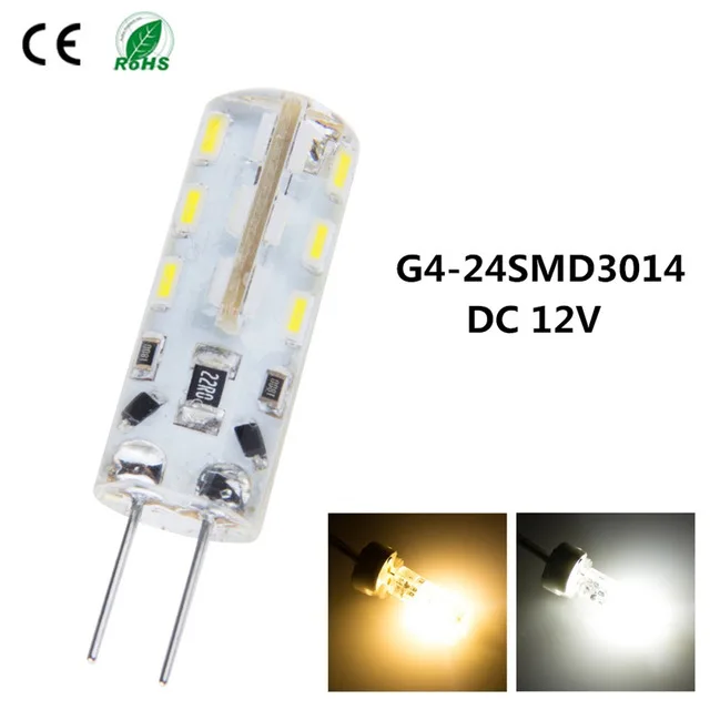 50 шт./лот 200 G4 3 Вт 24SMD 3014LED лампа теплая белая/белая силиконовая 12 в пост. Тока 110 В 220