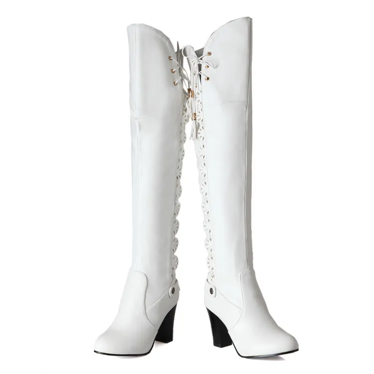 Женские сапоги до колена на массивном каблуке с круглым носком размеры 34 43|boots