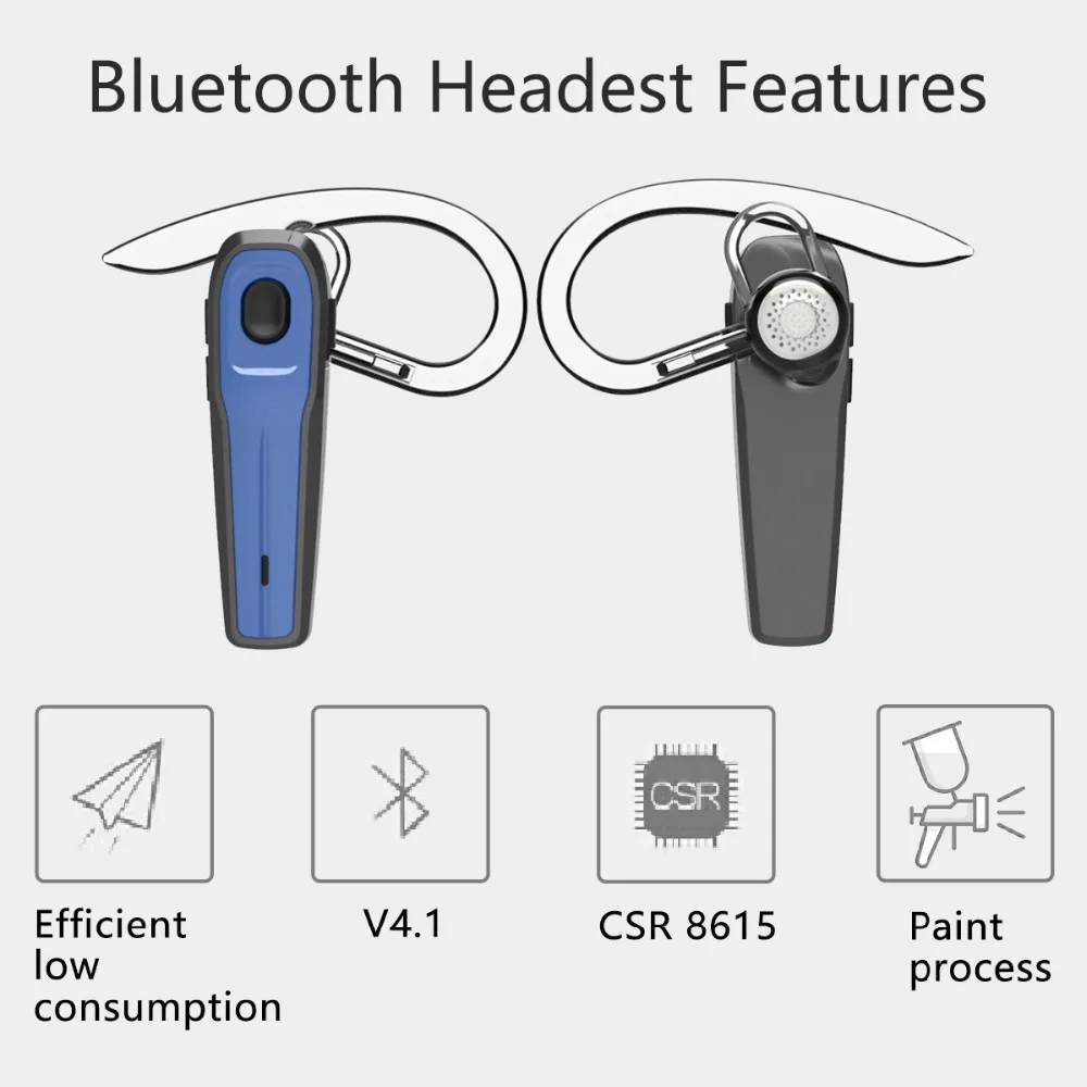 Гарнитура Bluetooth Беспроводной наушник V4.1 с выключателем и Шум снижение микрофоном