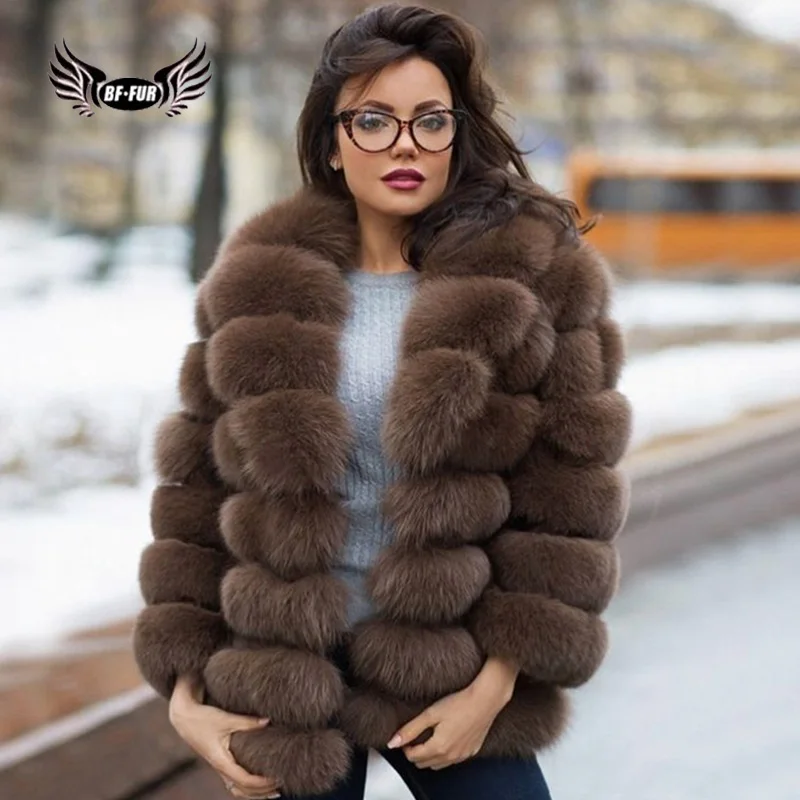 BFFUR натуральный Лисий мех пальто для женщин Зима Распродажа Новое поступление натуральная кожа полный Pelt верхняя одежда обычный Harajuku