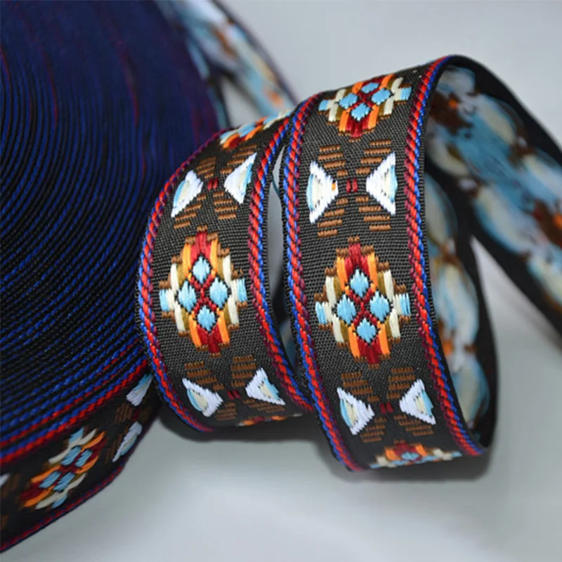 15Yards 2.5cm Retro Geometric Jacquard Ribbons Webbing DIY Clothes Bag Belt Sewing Webbings Tapes Fabric Accessories KY935 | Дом и сад