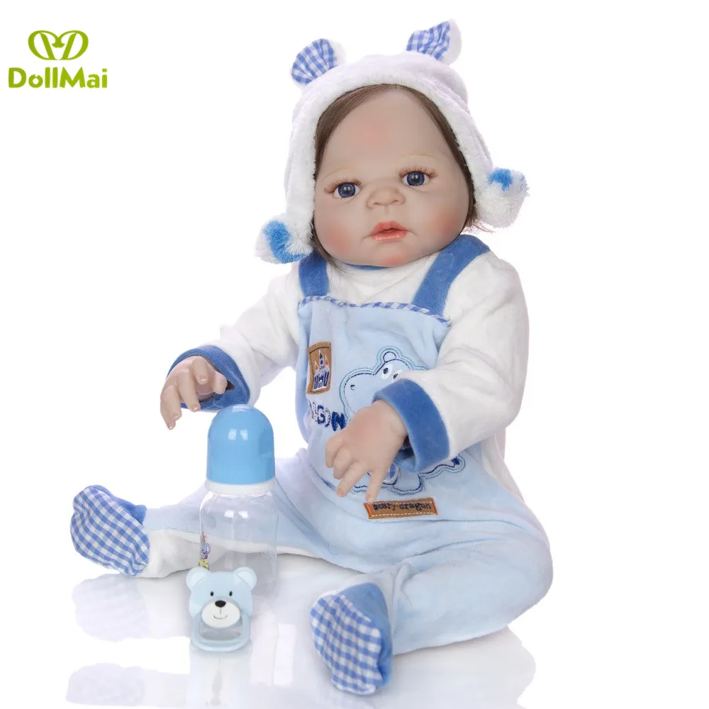 

NPK Bebe boy reborn babies dolls 22" full silicone reborn baby dolls rooted smooth hair can enter water bathe doll kids gift toy