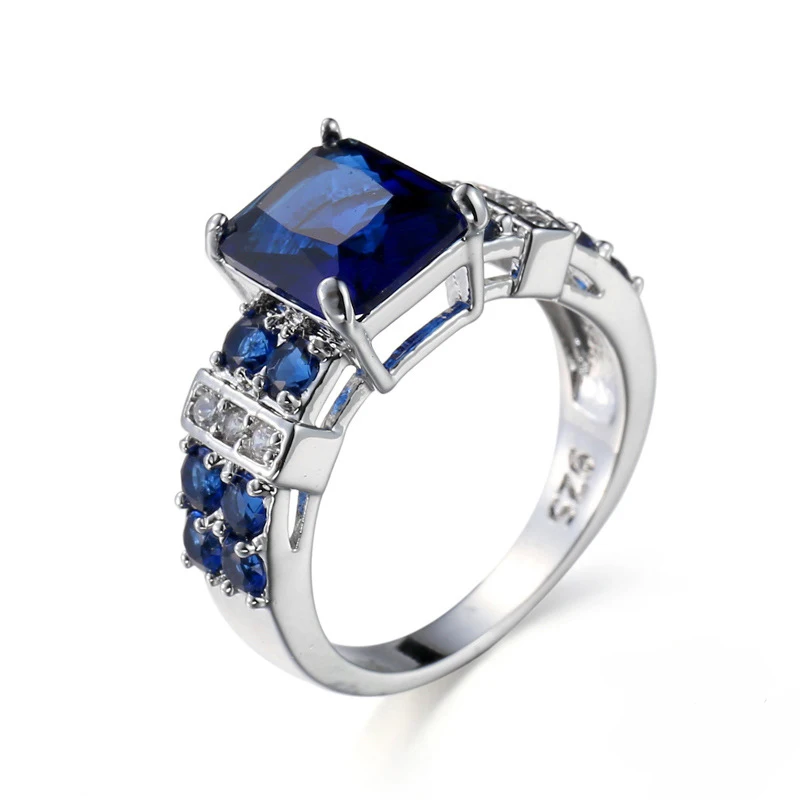 Роскошные синие кристаллы камень Bijoux Модные Коктейльные Вечерние женские кольца