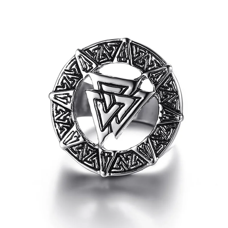 25 мм Valknut скандинавский символ Одина Norse Viking мужское кольцо серебряного цвета из