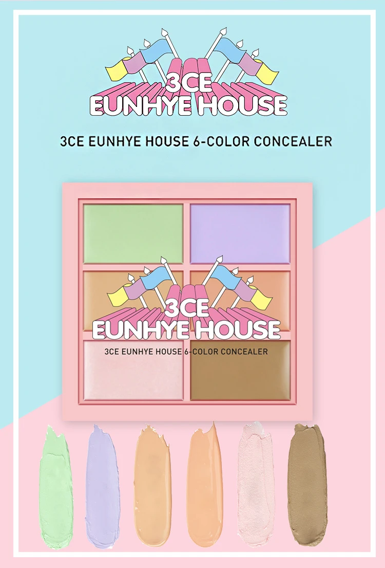3CE eunhye House макияж для лица Палитра консилеров моделирующий макияж крем осветление праймер основа водостойкая косметика 6 цветов в 1 наборе