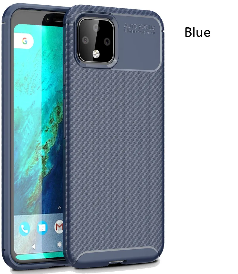 Чехол из углеродного волокна для Google Pixel 4 XL TPU силиконовый защитный чехол из волоконной ткани - Цвет: Blue