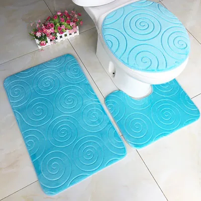 sky blue 3 шт./компл. полосатый 3D для ванной на нескользящей подошве коврики для туалета Набор ковриков мягкие абсорбирующие Ванная комната ковролин для унитаза крышка Накладка на унитаз - Цвет: sky blue
