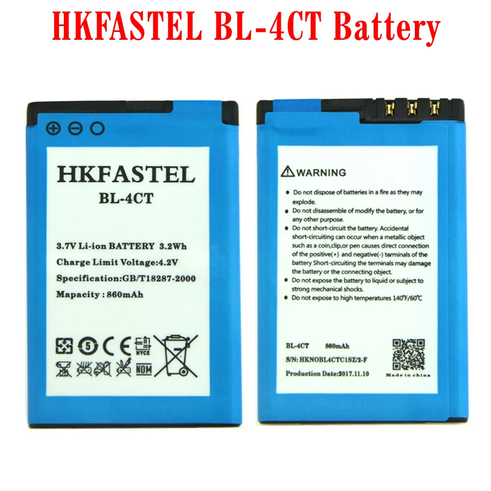 Hkfatel новый литий ионный аккумулятор BL4CT для Nokia 2720 5310 5630 6600f 6700s 7230 7310s 7310 X3 860 мАч