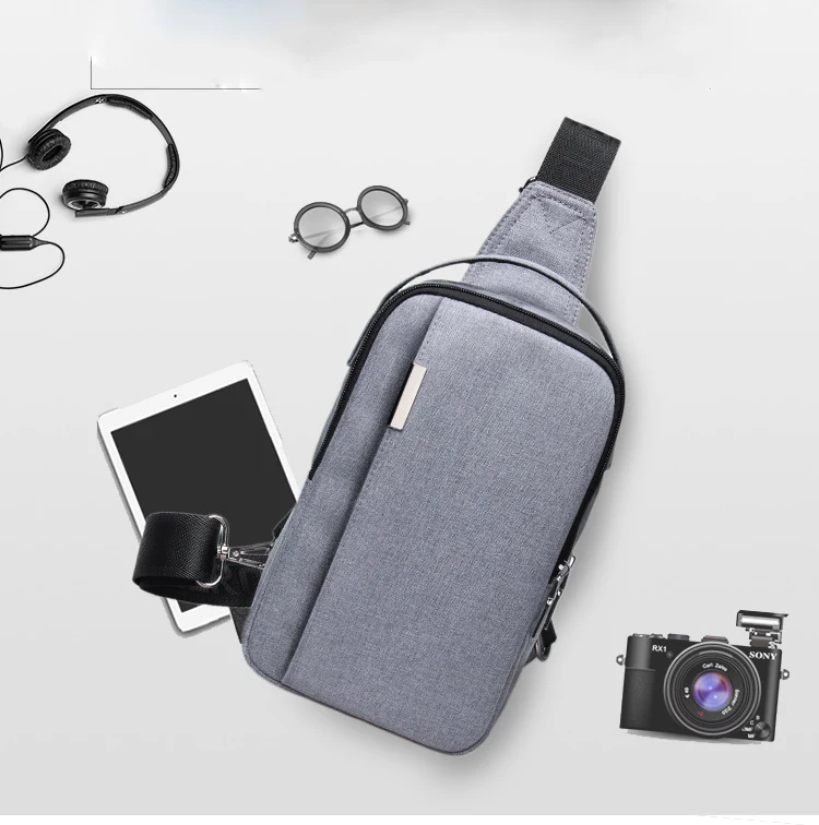 DANJUE Business Chest Bag Oxford Cloth Waterproof Bag Multi-pocket Chest Bag With Headphone Hole