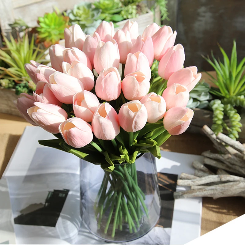 Искусственный тюльпан из ПУ кожи 6 шт./лот букет настоящие на ощупь Свадебные