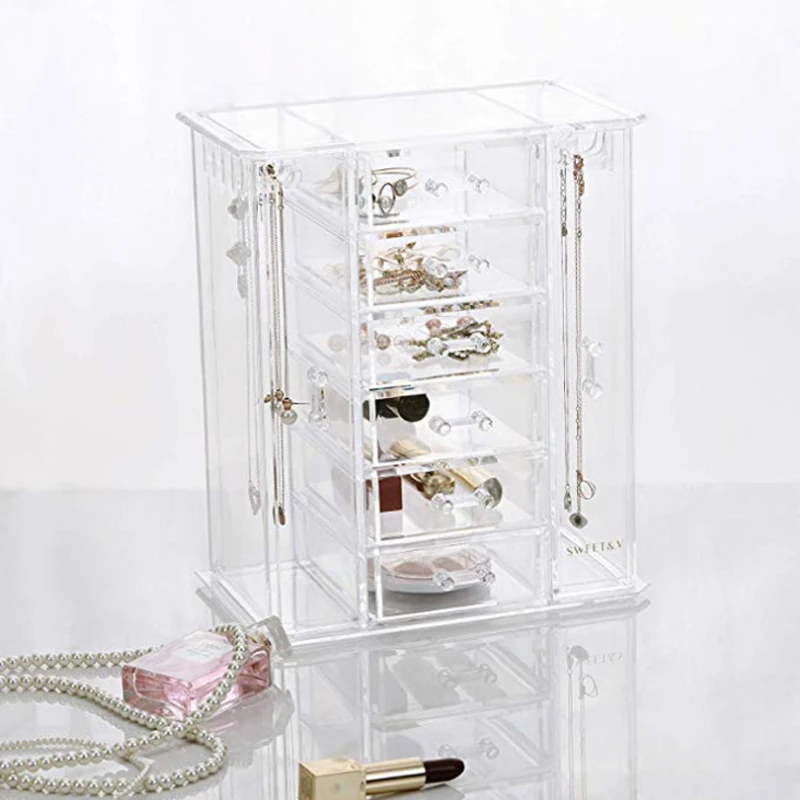 Прозрачный из акрила для серег коробка хранения дисплей стенд Органайзер серьги