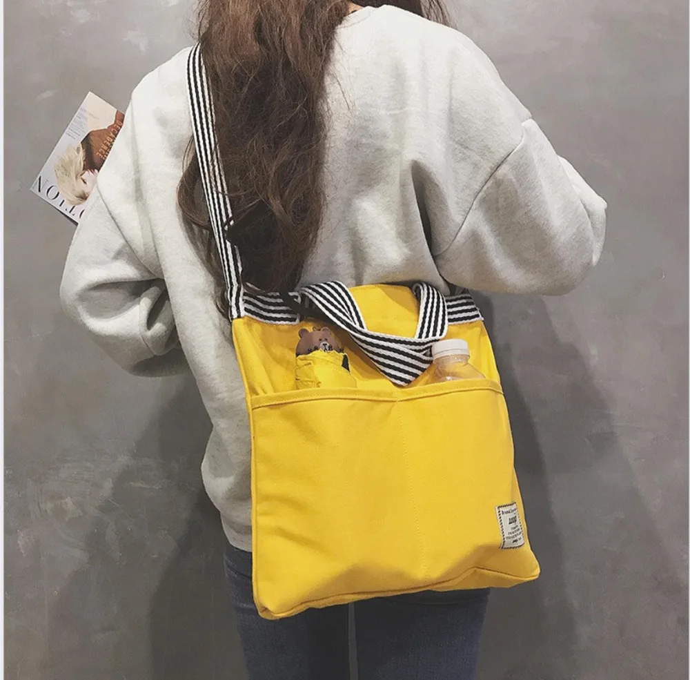 2019 сумки на плечо тоуты молнии холщовые через однотонные черные белые школьные с