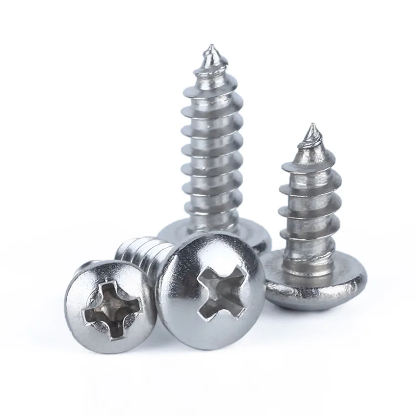 

100Pcs GB845 304 Stainless Steel Cross Recessed Round Head Self-tapping Screw Phillips Wood Screws M1.2 M1.4 M1.7 M2 M2.2 M2.6