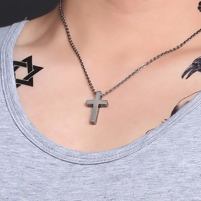 Vnox маленький крест кулон ожерелье для женщин из нержавеющей стали цепь Иисус