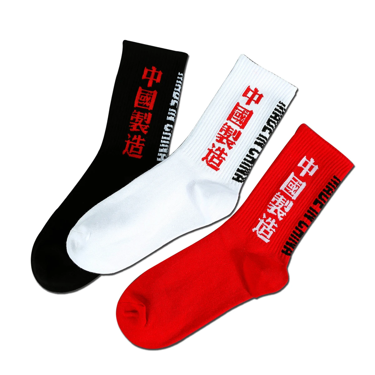 

Male Funny Fashion Harajuku HipHop Street Skate Sock Autumn Winter New Printing Letter Black White Red Men Business Cotton Socks