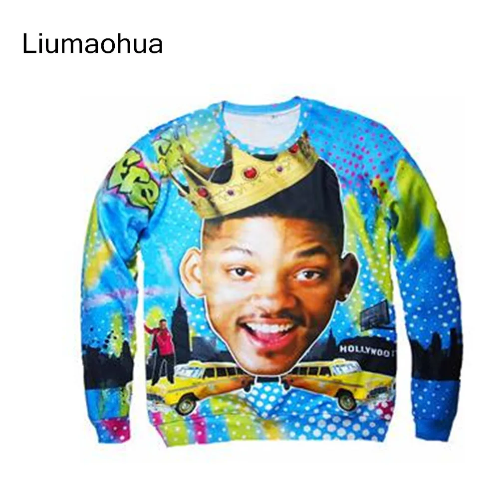 Liumaohua 3D Модный Свежий принц Рождественский свитер с круглым вырезом Will Smith