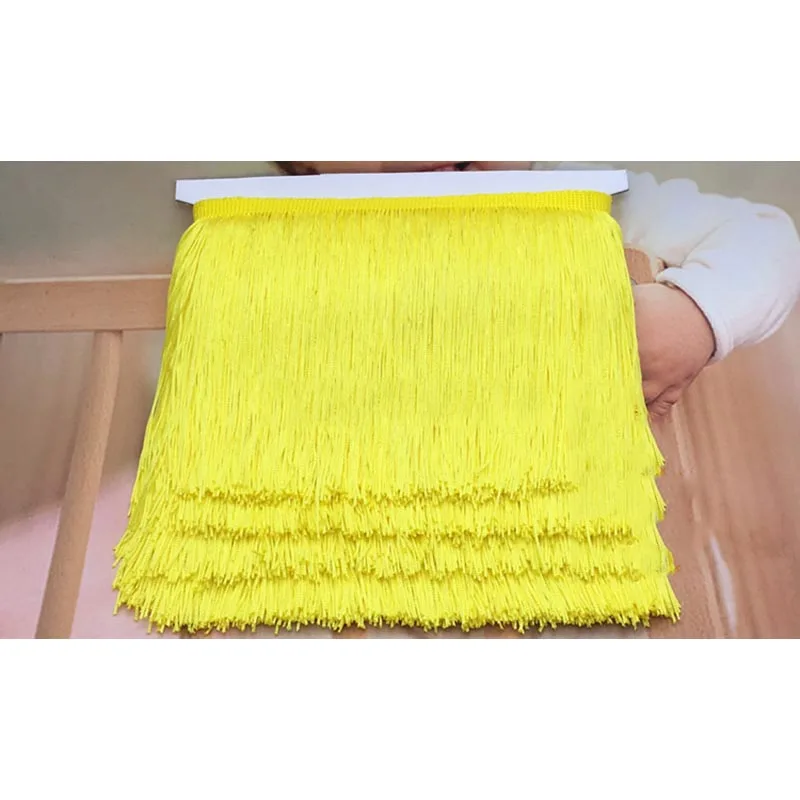 light yellow Meetee 5/10 ярдов/15/20/30 см латинские с бахромой и отделкой кружевное полотно платье для танцев Самба Стадия Декор полиэстер Костюмы лента AP619 - Цвет: light yellow