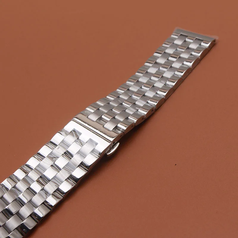 Ремешок из нержавеющей стали для часов однотонный браслет с застежкой бабочкой 16