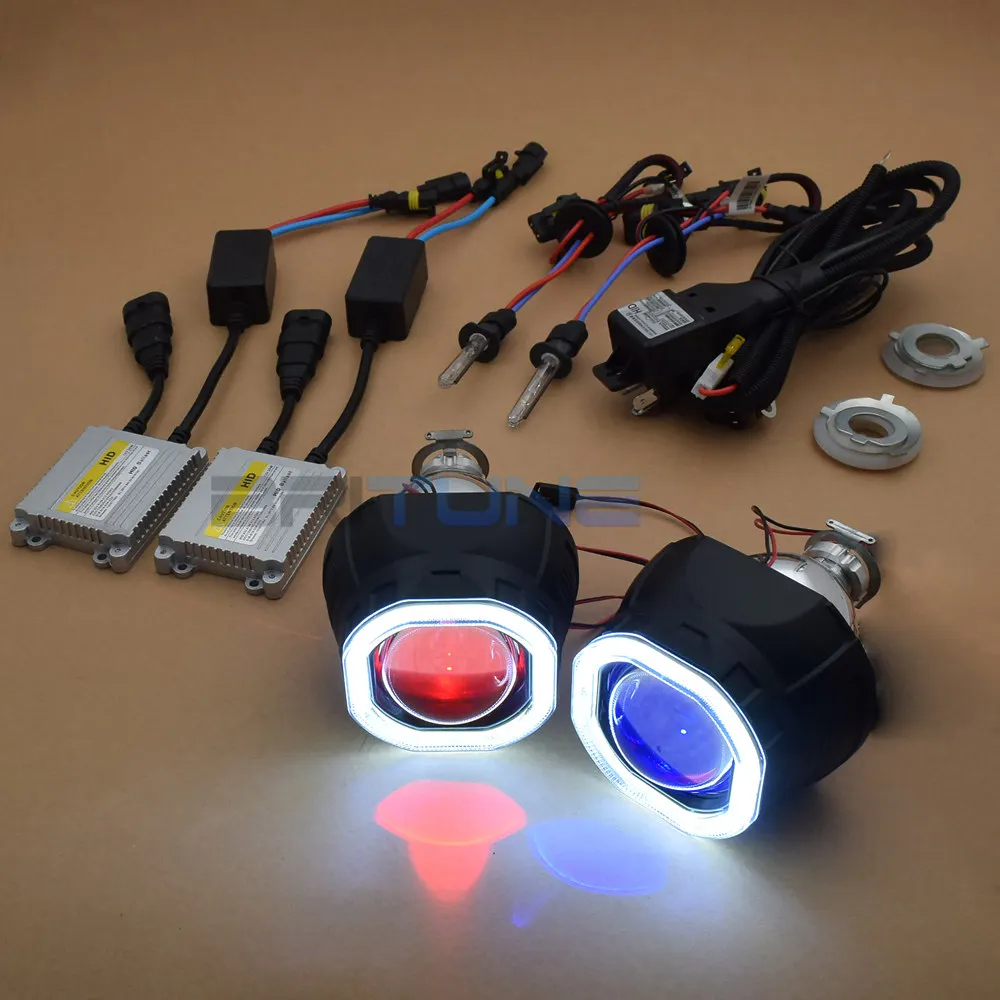 Britune Angel Devil Eyes фары линзы автомобильный проектор полный комплект Биксеноновые линзы для H4 H7 Фары аксессуары для модернизации H1 xenon