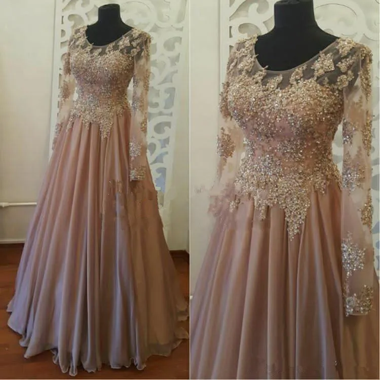 Расшитые бисером платья размера плюс для матери невесты vestido de madrinha ТРАПЕЦИЕВИДНОЕ винтажное кружевное вечернее платье с длинными рукавами - Цвет: Picture color