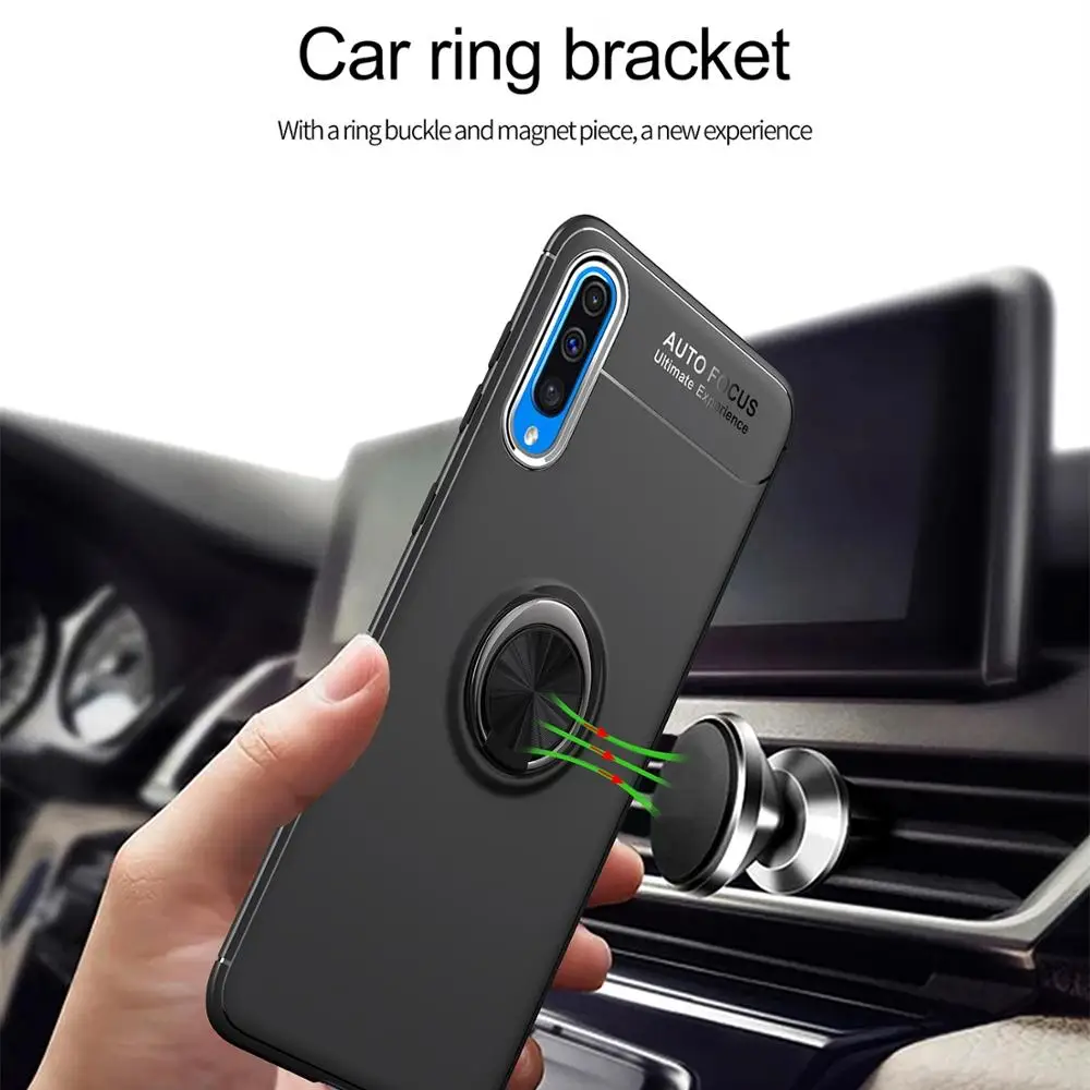 Чехол для телефона Samsung Galaxy A50 A70 с магнитным кольцом для автомобиля, мягкий силиконовый чехол Funda для A30 A40 A50 Capa on.