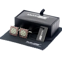 memolissa display box retro pattern cufflink for mens wedding cufflinks high quality men jewelry gemelos free tag wipe cloth