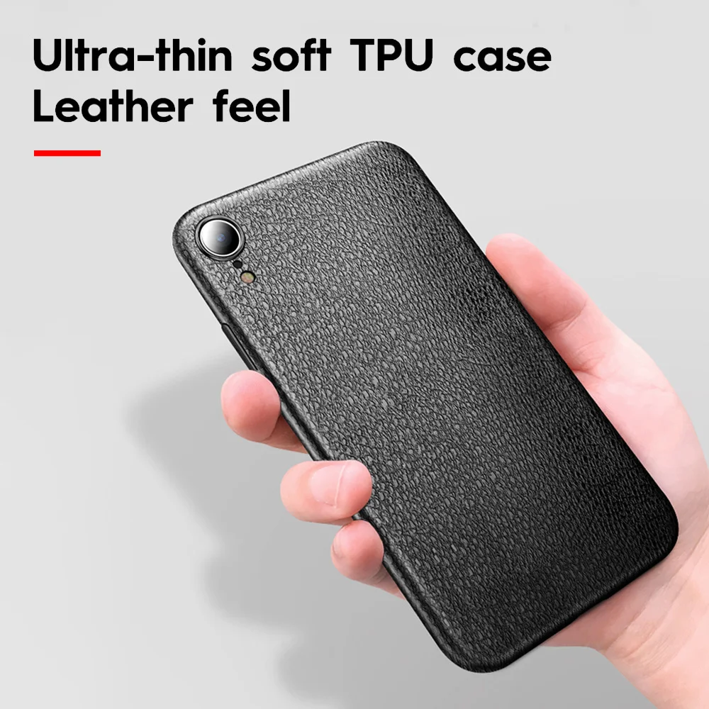 KISSCASE кожаный чехол с текстурой для iPhone X XR XS MAX роскошный Ультратонкий Мягкий ТПУ