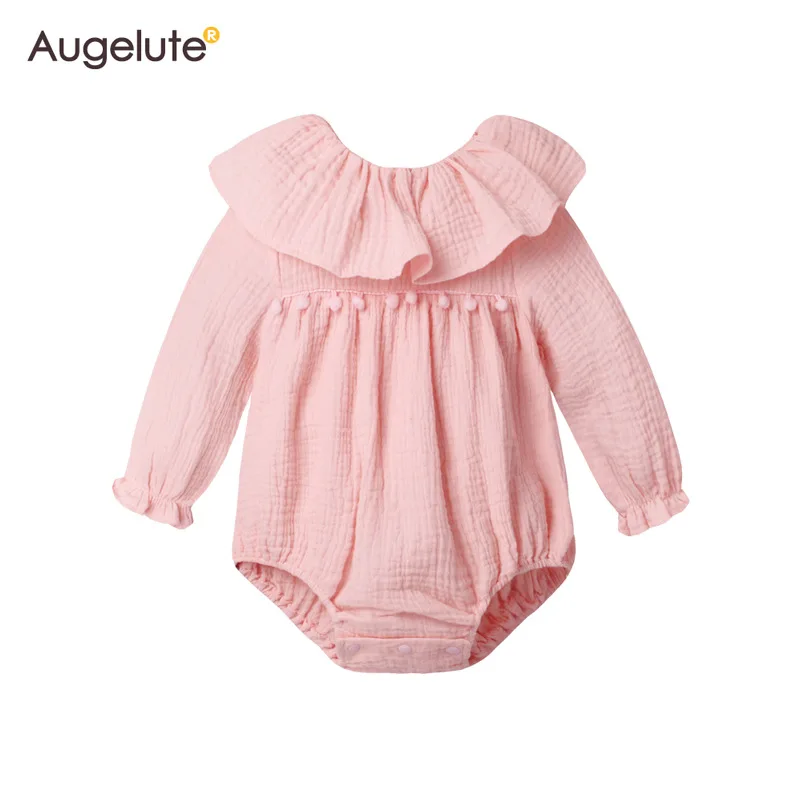 2018 Осень младенческой Одежда для малышей девочек Rompers оборками прелестные модные