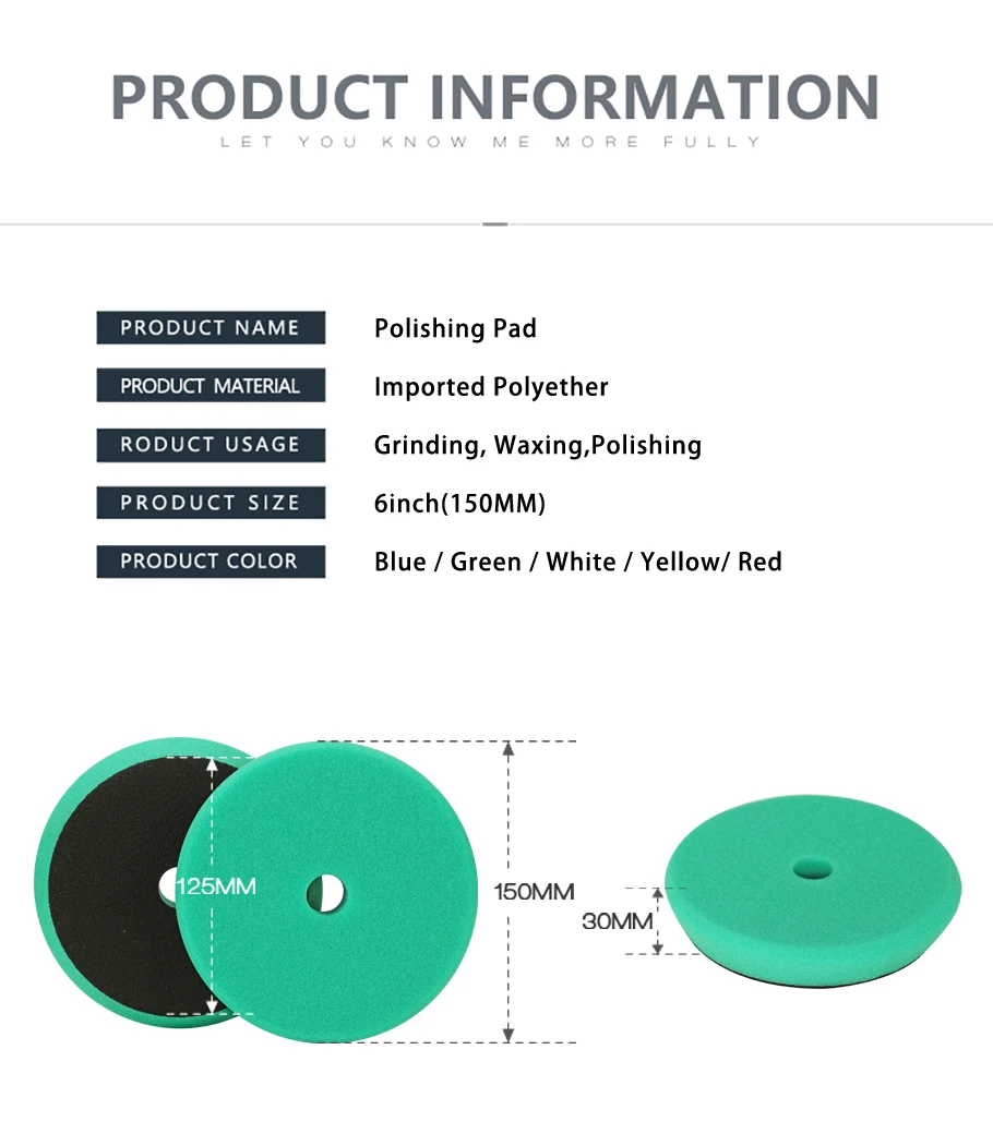 SPTA 6inch(150mm) Light Cut And Finish Buffing Polishing Pads Buffer For RO/DA Car Dual Action Waxing Polisher Mix Color 5Pcs