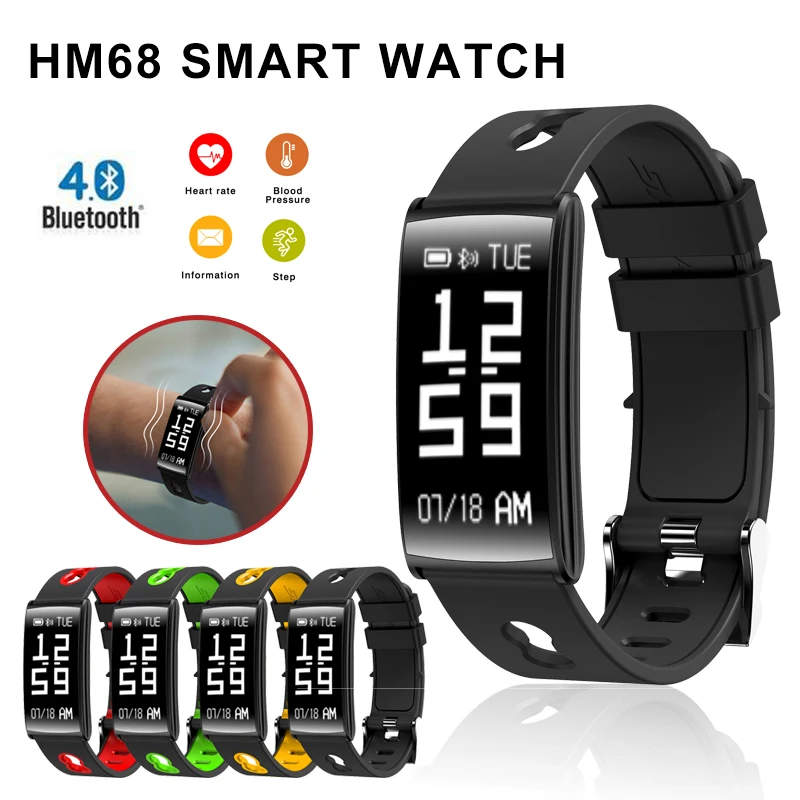 HM68 смарт Браслет фитнес трекер пульсометр кровяное давление Smartband мужской
