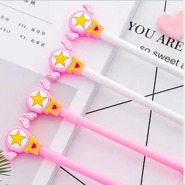 Kawaii Черная гелевая ручка с острым сердцем школьные и офисные канцелярские