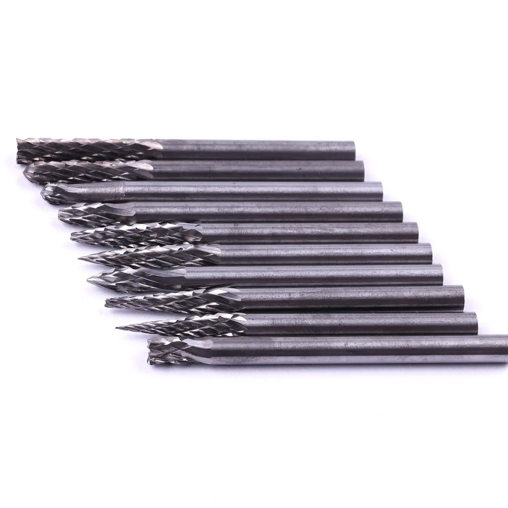 10 шт./компл. 1/8 ''вольфрамовый Карбид резак роторные Заусенцы Набор Dremel