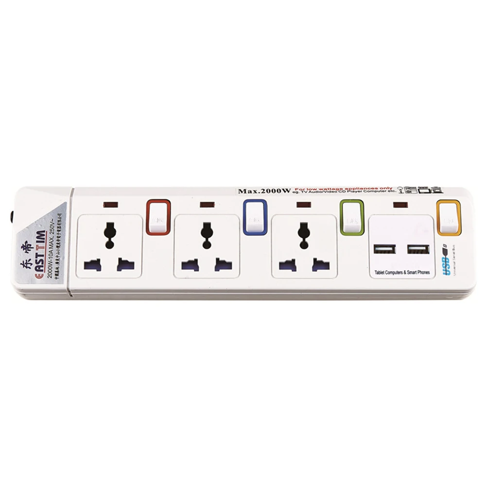 3 Outlets Мощность полоса 1/2/3/4/5 переменного тока универсальных розеток розетка с USB индивидуально Удлинительный Шнур сетевой/Защита от перегрузки - Цвет: 3 Outlets