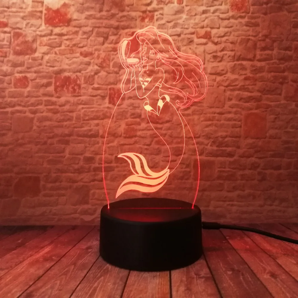 3D Элегантная сказочная русалка редкий Питер Пэн Сказочный оловянный колокольчик Снежинка принцесса Динь-Динь Анна Эльза светодиодный детский ночник подарок