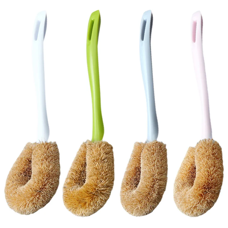 Натуральные кокосовые щетка с длинной ручкой горшок чаша для мытья посуды